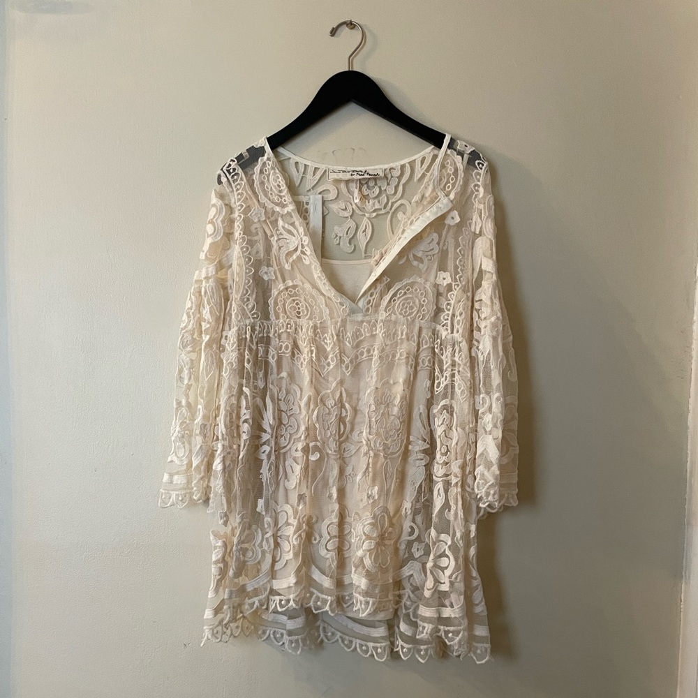 Free People Lace Tunic Blouse